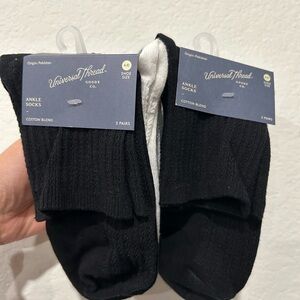 Universal Thread Black and White Casual Ankle Socks - 3 Pack